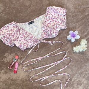 SHEIN Pink Floral Crop Top